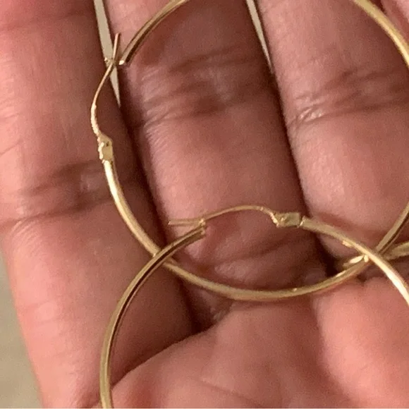 14k Gold Big Hoops - Picture 5 of 7